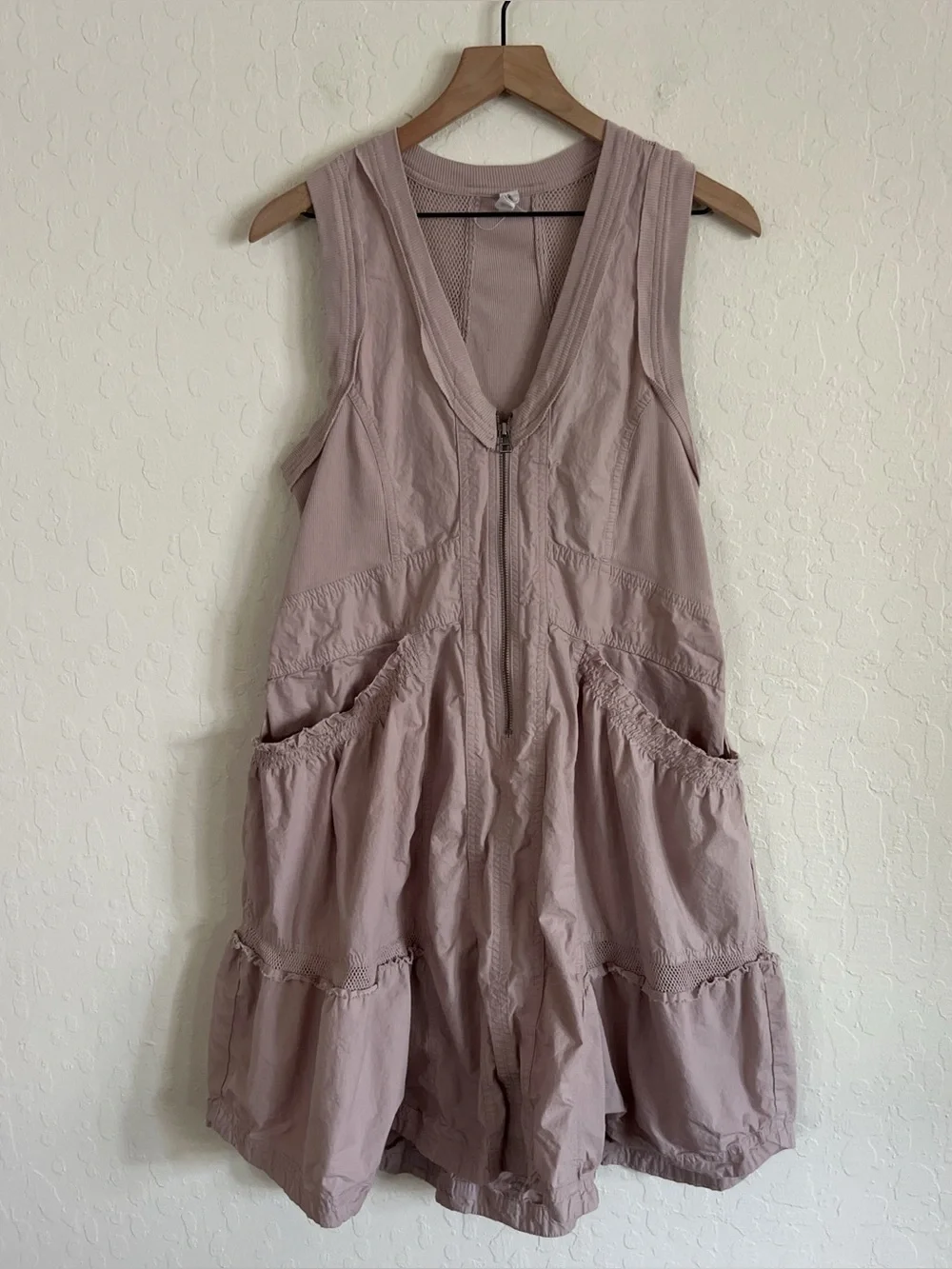 Anthropologie Daily Practice Trek Utility Mini Dress Small Muted Rose Athleisure